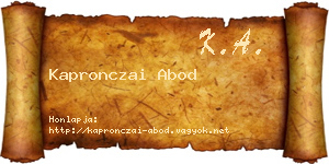 Kapronczai Abod névjegykártya